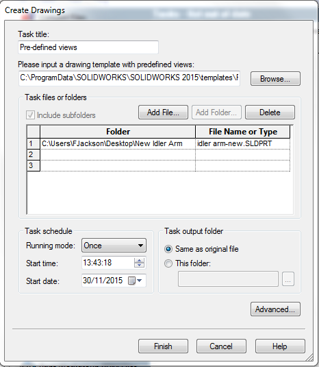SOLIDWORKS Task Scheduler