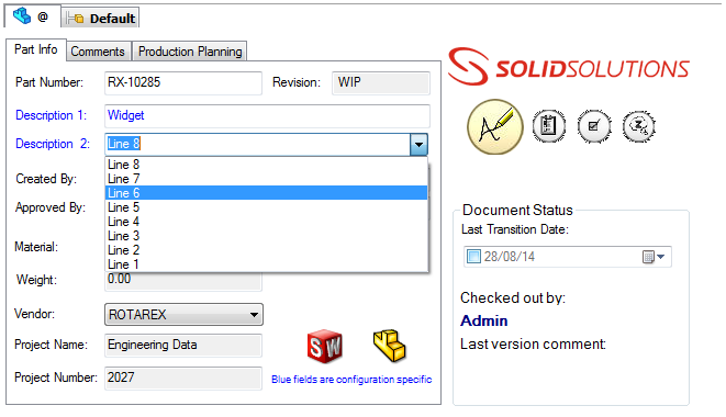 EnterprisePDM DataCard History List